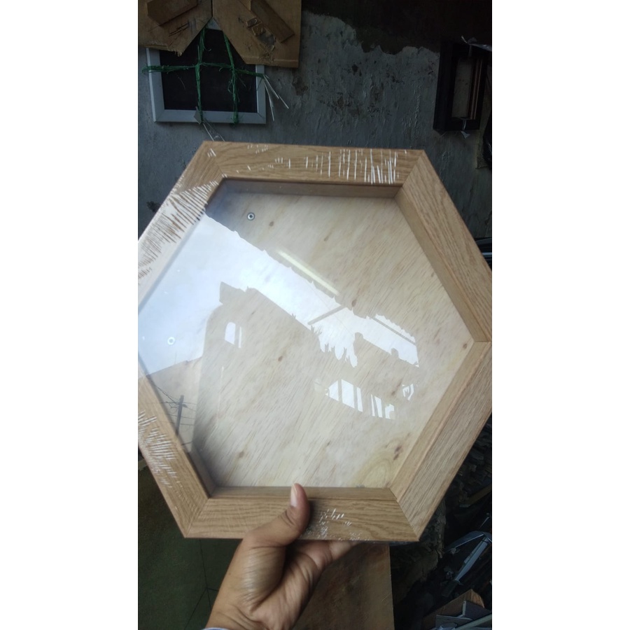 Jual Frame Pigura Kayu Wooden Frame D Segi Enam Hexagonal Murah Meriah