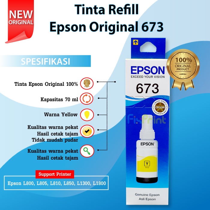 Jual Tinta Epson Original 673 T6735 Light Cyan 70ml Printer L800 L805