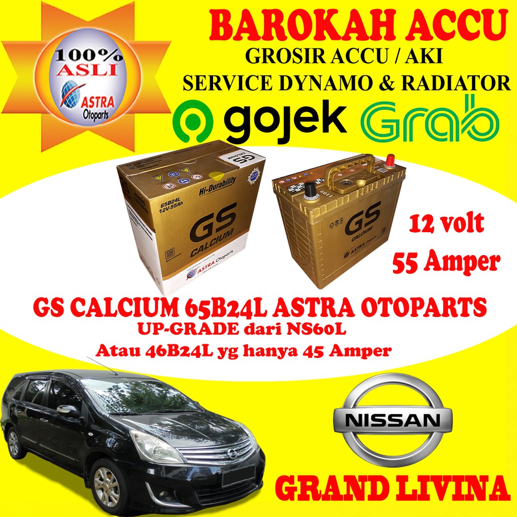 Jual Aki Gs Astra Mobil Nissan Grand Livina Gs Calcium B L Ah