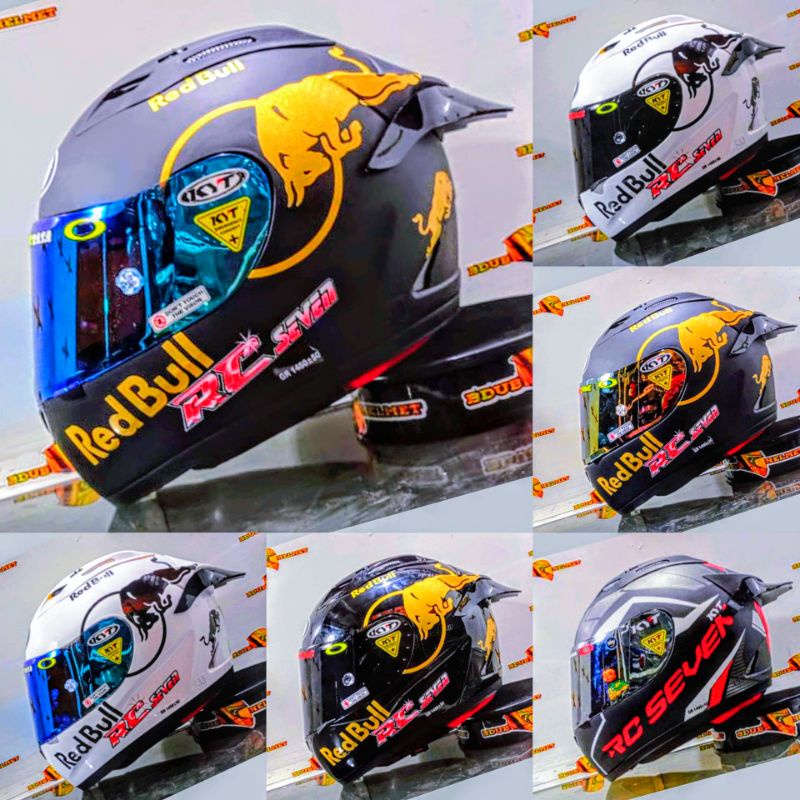 Jual Helm Full Face KYT RC 7 Original Modif Paket Ganteng RedBuLL