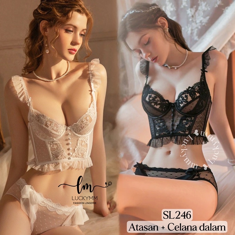 Jual Lingerie Sexy Korset Bustier Bahan Lace Premium Bustier Set