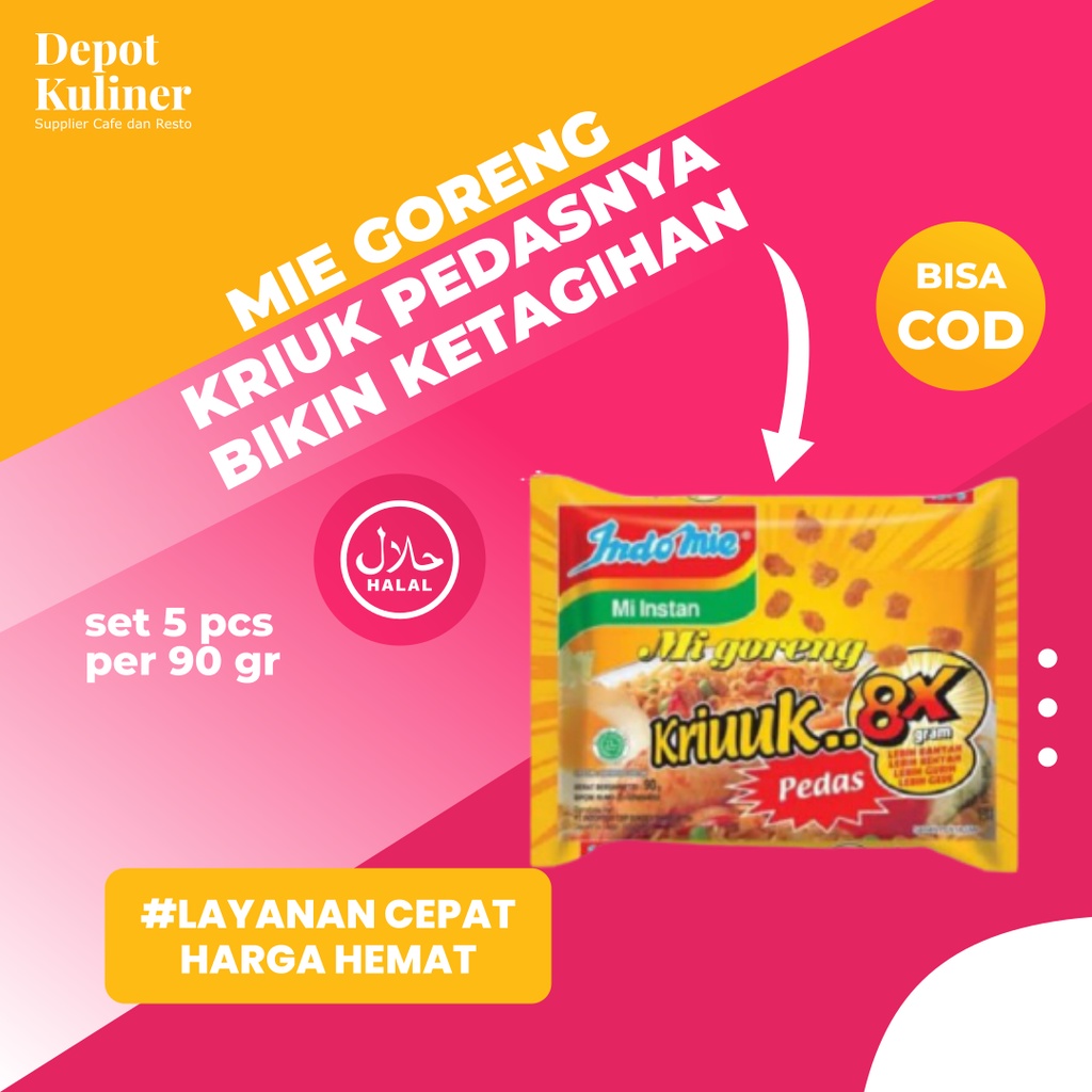 Jual Pcs Indomie Mie Goreng Instant Kriuk Pedas Gr Mi Instan