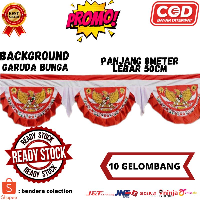 Jual Bendera Background Garuda Bunga Lidah 10 Gelombang Shopee Indonesia