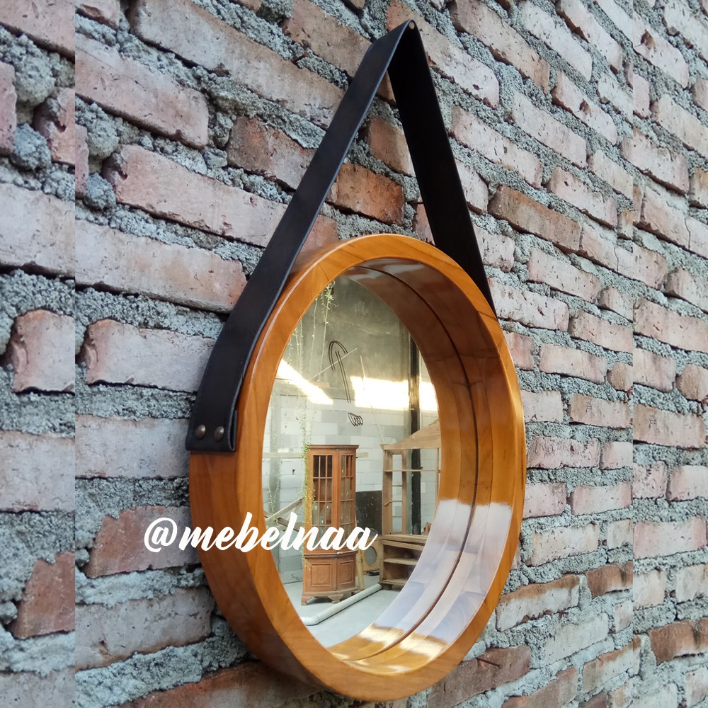 Jual Cermin Bulat Termurah Minimalis Kayu Jati Solid Cm Shopee