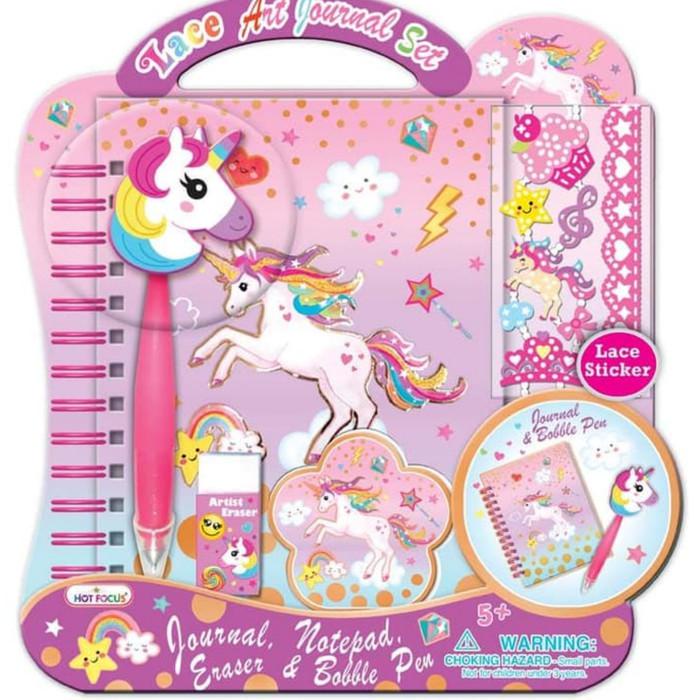 Jual Notebook Buku Diary Lace Art Unicorn Set Dengan Sticker Renda Hot Focus Shopee Indonesia