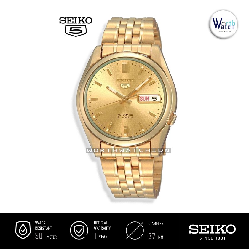 Jual Jam Tangan Pria Otomatis Seiko 5 Men Automatic Gold Dial Gold