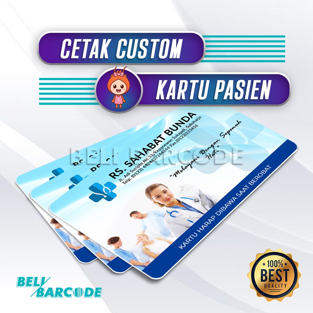 Jual CETAK CUSTOM PREPRINTED PVC UNTUK KARTU PASIEN RUMAH SAKIT KLINIK