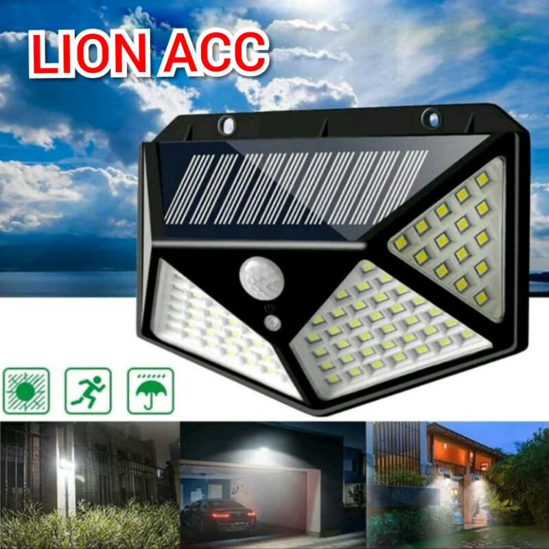 Jual 100 LED PENTAGO LAMPU TAMAN DINDING MOTION DETECTOR SOLAR CELL