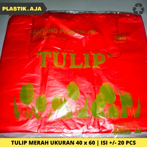 Jual KANTONG KRESEK PLASTIK HITAM MERAH TEBAL UK 40 TULIP ISI 500