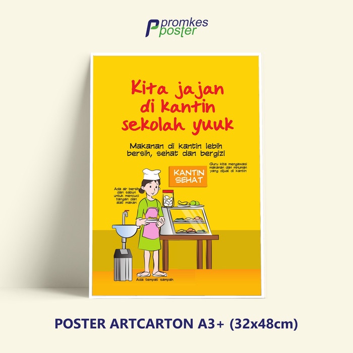 Jual Poster Kesehatan PHBS Di Sekolah Kantin Sehat Tanpa Murid Dan Guru