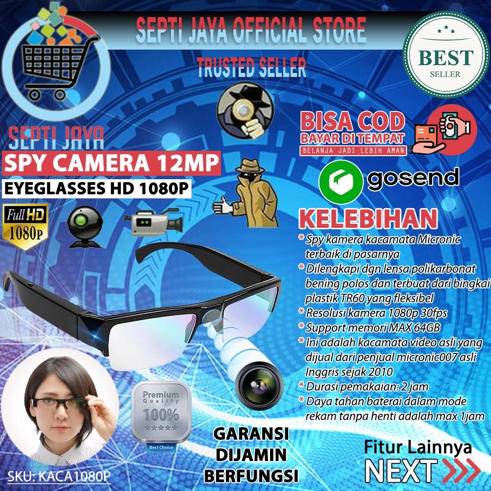 Jual Spy Camera Kacamata Full HD 1080P Original Spycam Kamera Pengintai