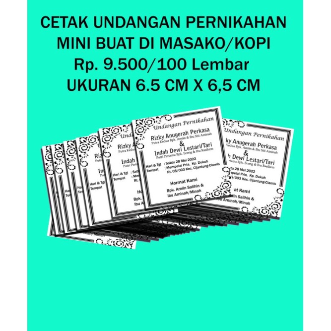 Jual Undangan Pernikahan Murah Ekonomis Pcs Ukuran Kecil Buat Di