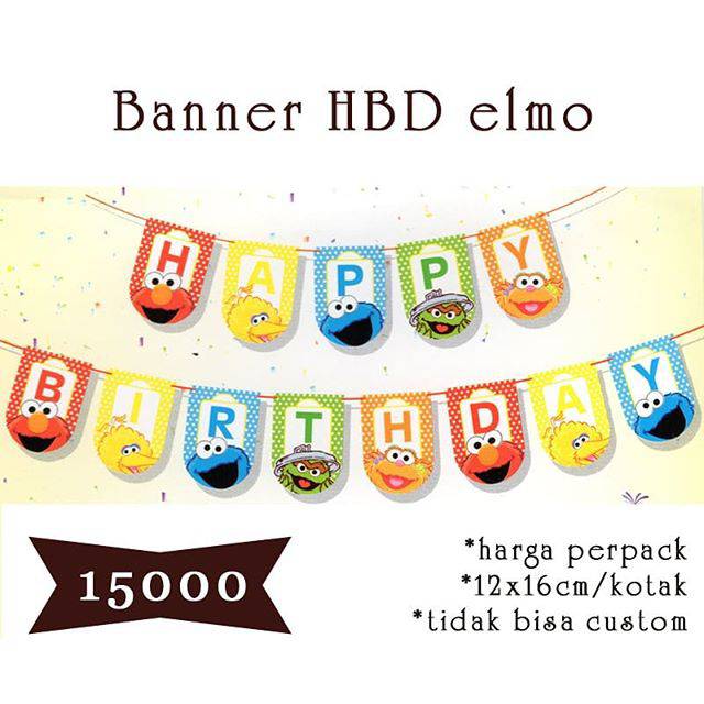 Jual Bunting Flag Banner Hbd Happy Birthday Elmo Sesame Street