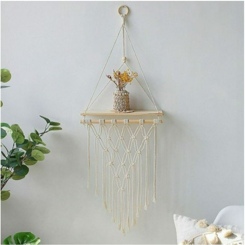 Jual Macrame Ambalan Hiasan Dinding Macrame Hanging Shelf Macrame Rak