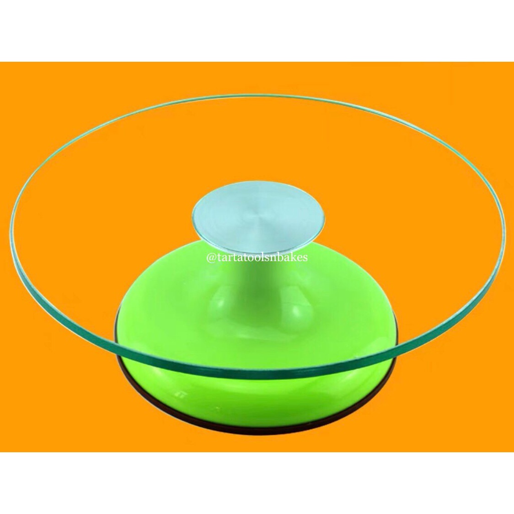 Jual Meja Putar Kaca Glass Turntable Dekorasi Kue Cake Kaca Inch