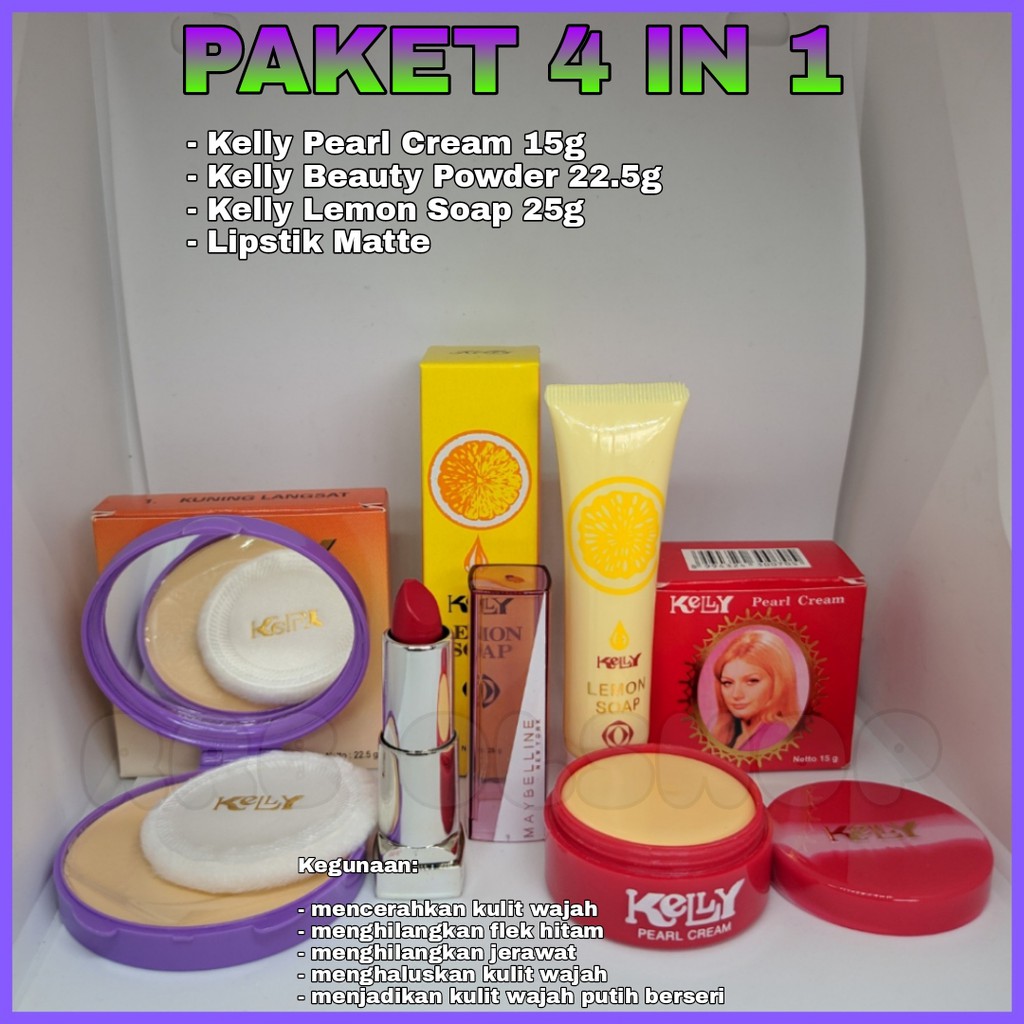 Jual Paket 3 IN 1 Kelly Kosmetik Plus Lipstik Kelly Cream 15gr