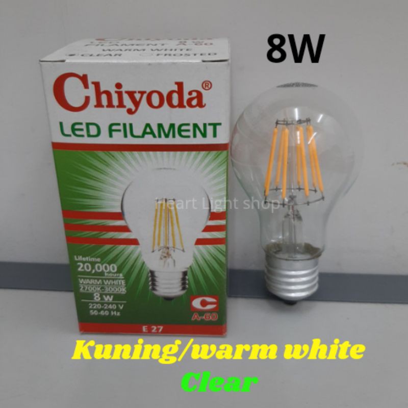 Jual Lampu LED Chiyoda FILAMENT 8W 2700K KUNING WARM WHITE CLEAR A60