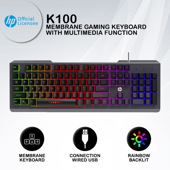 Jual Keyboard Gaming HP GK100 RGB Blue Switch Mechanical Keyboard