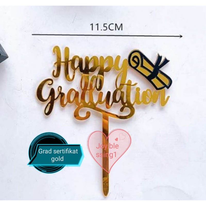 Jual TOPPER AKRILIK Topper Kertas HAPPY GRADUATION Hangtag Wisuda