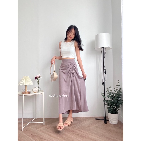 Jual ASOKA Kalla Skirt 1105 Rok Serut Midi Maxi Skirt Rok Serut