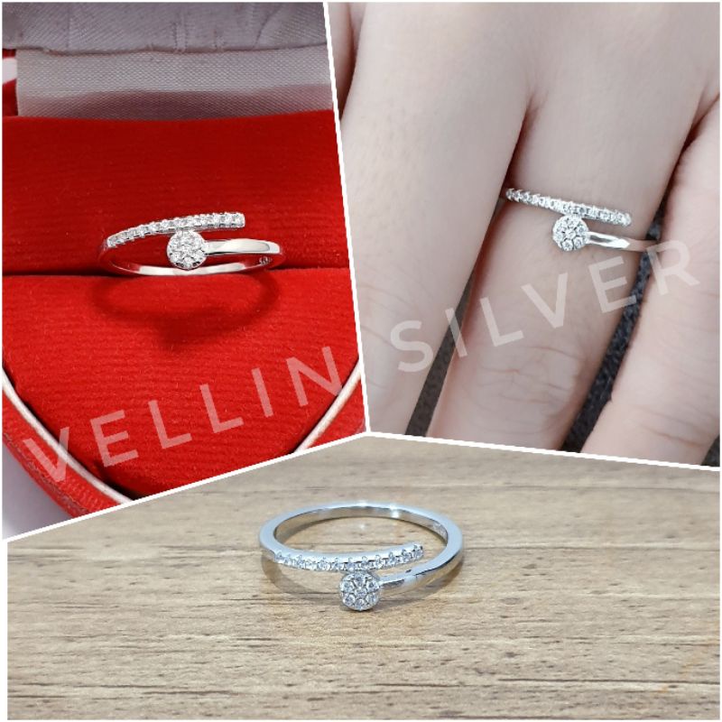 Jual Cincin Perak Asli 925 Lapis Emas Putih Cincin Wanita Korea