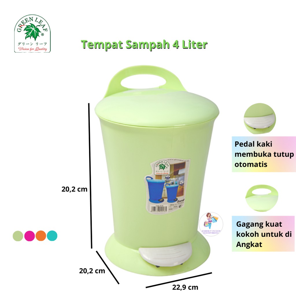 Jual Tempat Sampah Green Leaf Servi Step On Dustbin L Shopee