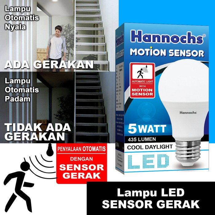 Jual Lampu LED Hannochs Motion Sensor 5 Watt Cahaya Putih