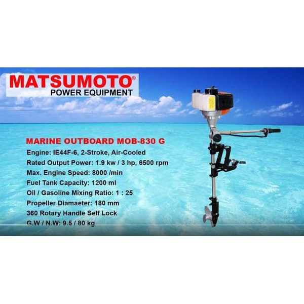 Jual Mesin Tempel Perahu Outboard 3 HP 2 Tak MOB 830 G Matsumoto