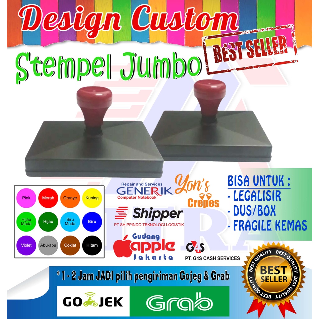 Jual STEMPEL OTOMATIS JUMBO STEMPEL BOX FRAGILE CUSTOM 1 WARNA