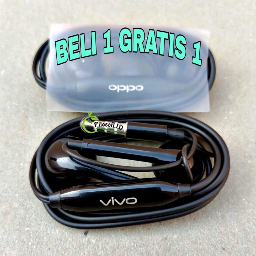 Jual Earphone Oppo Vovo Headset Full Bass Original Special Black