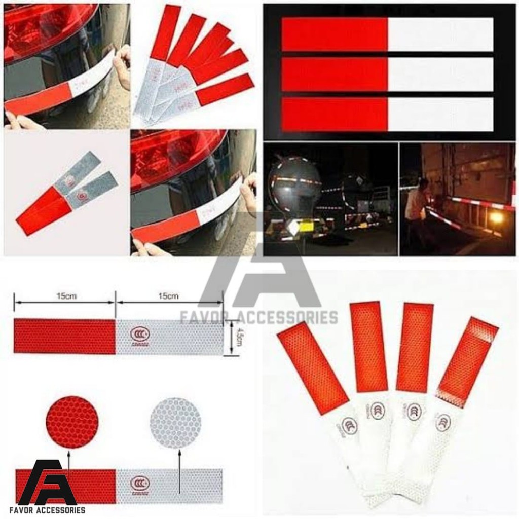 Jual Stiker Reflector Pemantul Cahaya Malam Hari Warning Sign Merah