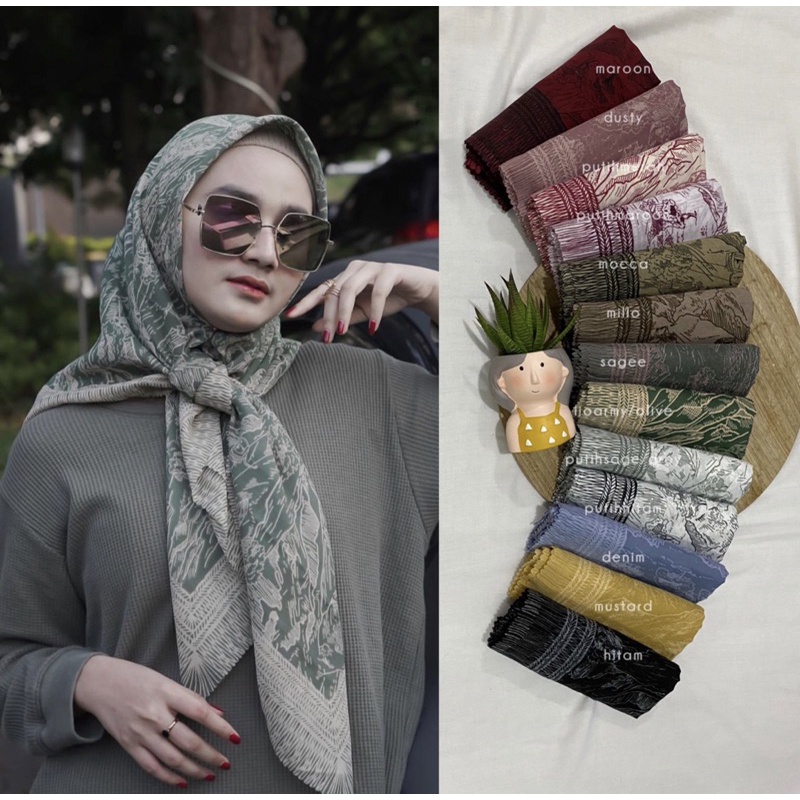 Jual Voal Motif Branded Akar Hijab Voal Motif Akar Segi Empat Voal