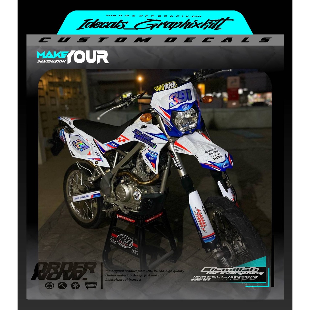 Jual 00307 Sticker Decals Fullbody Kawasaki Klx Bf Tema Garis Supermoto