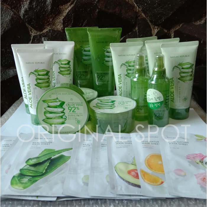 Jual NATURE REPUBLIC Aloe Vera Soothing Gel Jar Tube Mist Cleanser