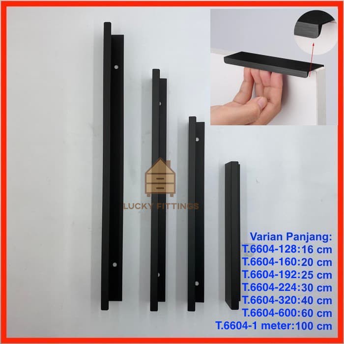 Jual Handle Tarikan Black Hitam Laci Pintu Lemari Minimalis