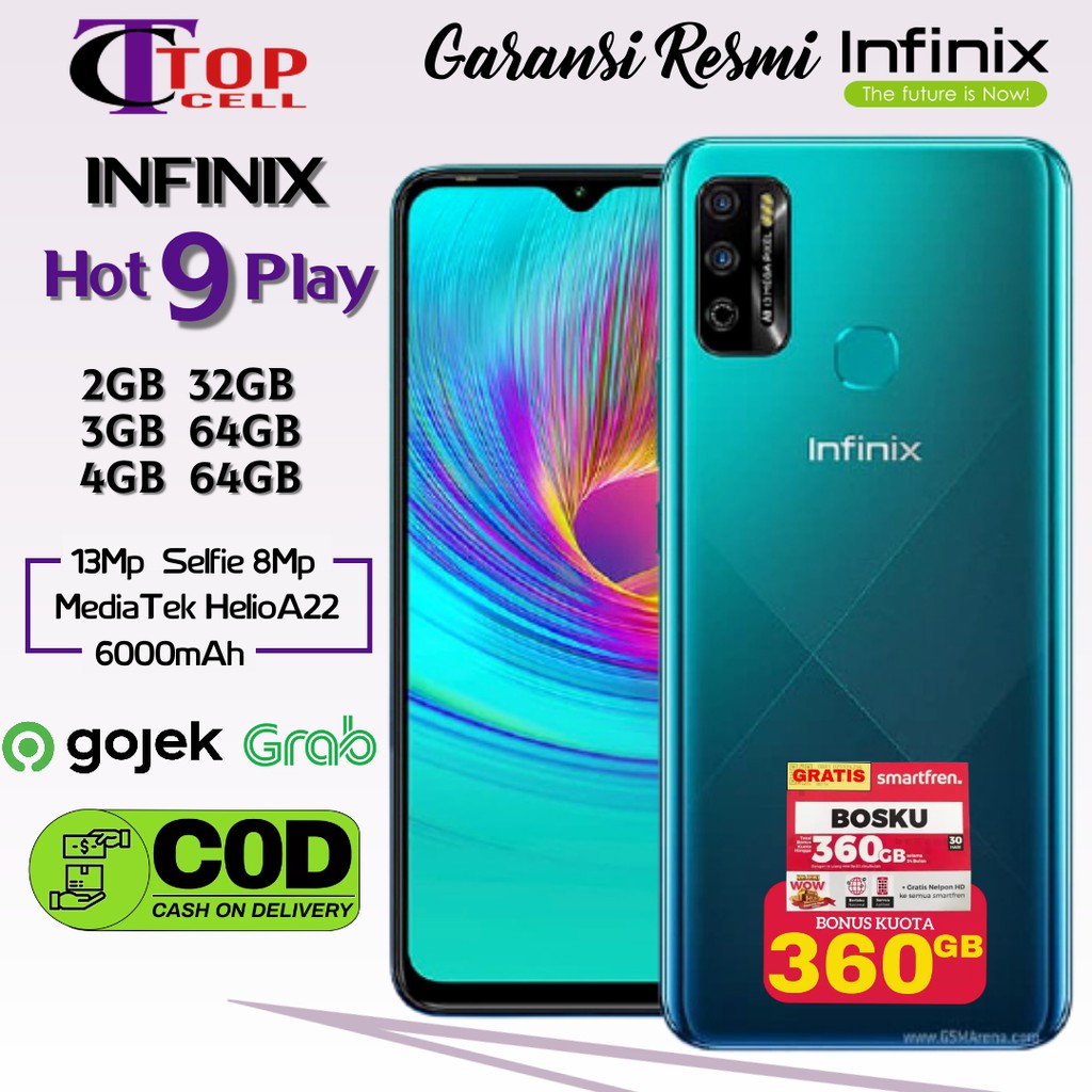 Jual Infinix Hot 9 Play Ram 2GB 32GB 3GB 64GB 4GB 64GB Garansi