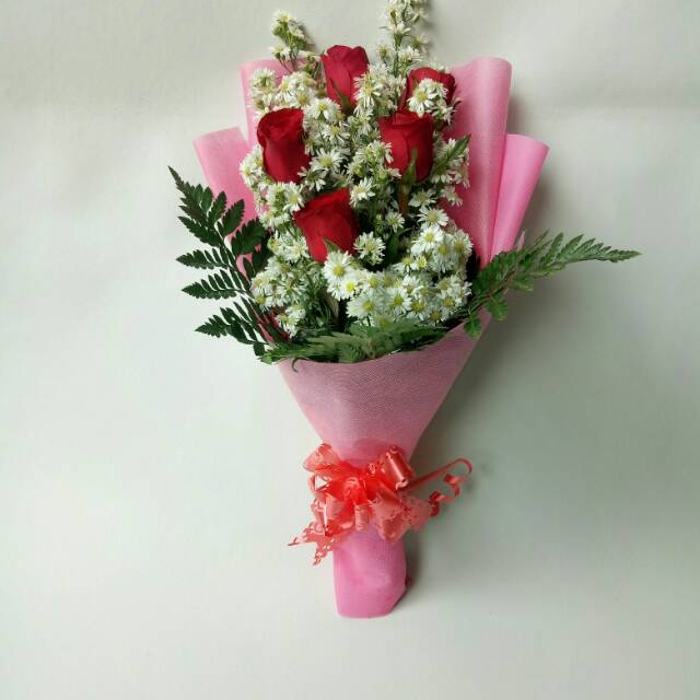 Jual Buket Bunga Mawar Merah Asli Bucket Wisuda Bouquet Hadiah Ulang