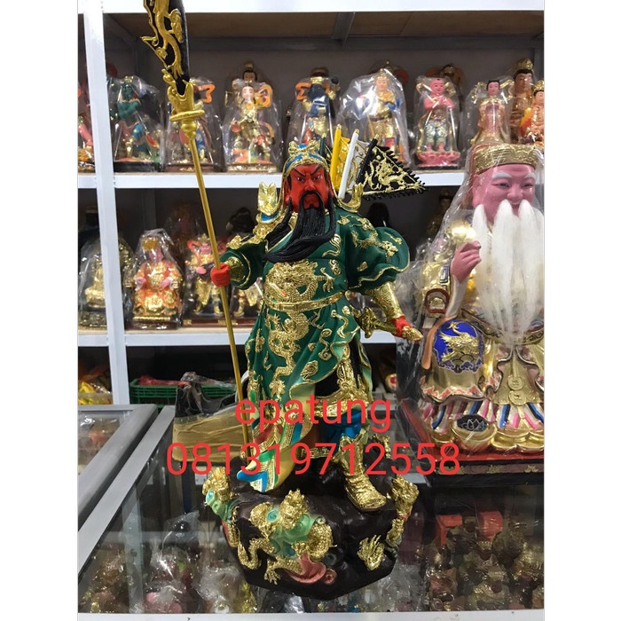 Jual Patung Dewa Kwan Kung Kwan Kong Guan Yu Inch Fiber Bendera