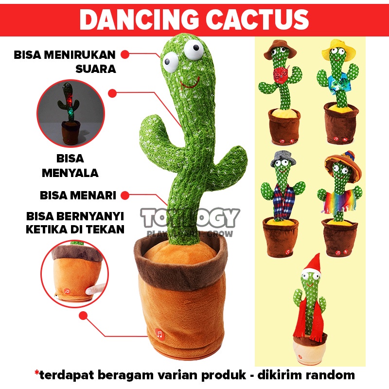 Jual Boneka Kaktus Menari Goyang Lagu Rekam Bicara Tiru Menirukan Suara