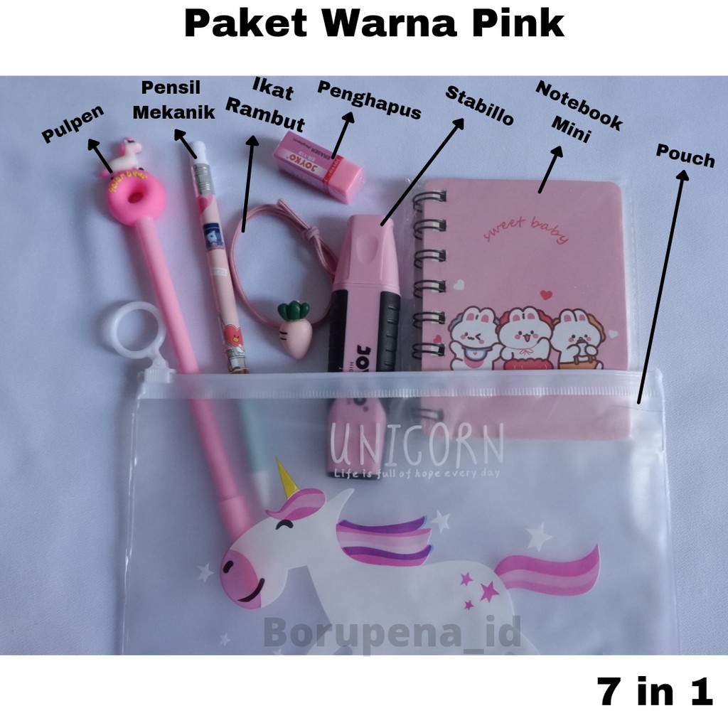 Jual Paket Alat Tulis Warna Pink In Stationery Shopee Indonesia