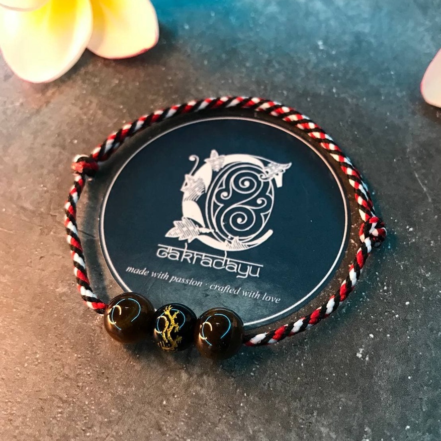 Jual Cakradayu Gelang Tridatu Batu Ukir Naga Emas Onyx Hitam Dengan