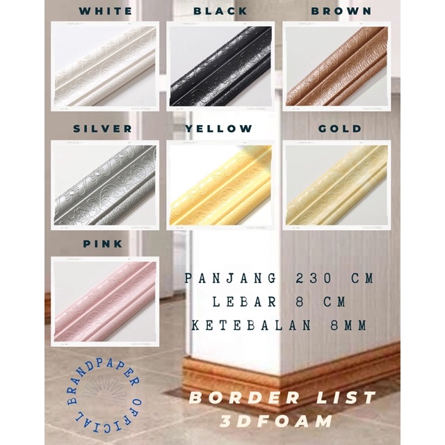 Jual Border List Dinding 3d Foam Panjang 230 Cm X Lebar 8 Cm Shopee