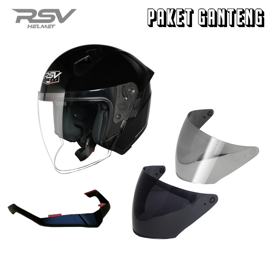 Jual Helm Half Face Rsv Sv Black Glossy Double Visor Rsv Helmet