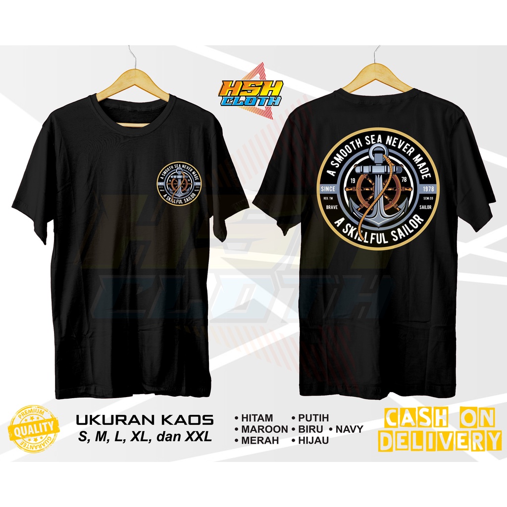 Jual Baju Kaos Pria Distro Sablon DTF Pelaut Skill Fulll Sailor