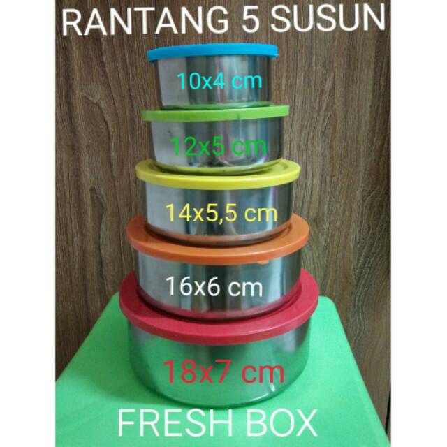 Jual Fresh Box Rantang Susun Stainless Tutup Plastik Warna Shopee