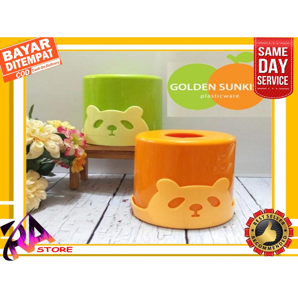 Jual TEMPAT TISU BULAT TEMPAT TISSUE BULAT PLASTIK GOLDEN SUNKIST