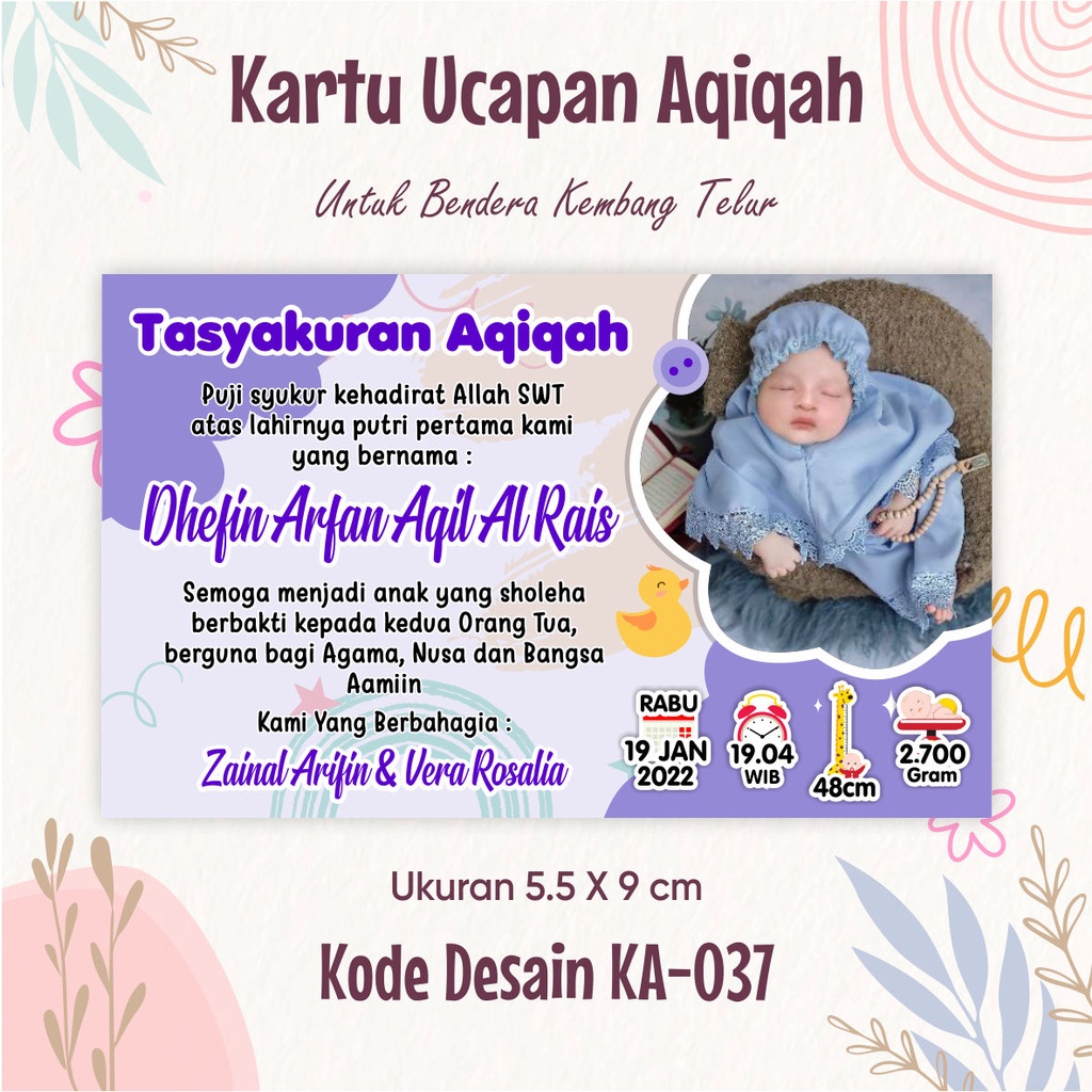 Jual Kartu Ucapan Aqiqah Kartu Kembang Telor Kartu Bayi Lahir