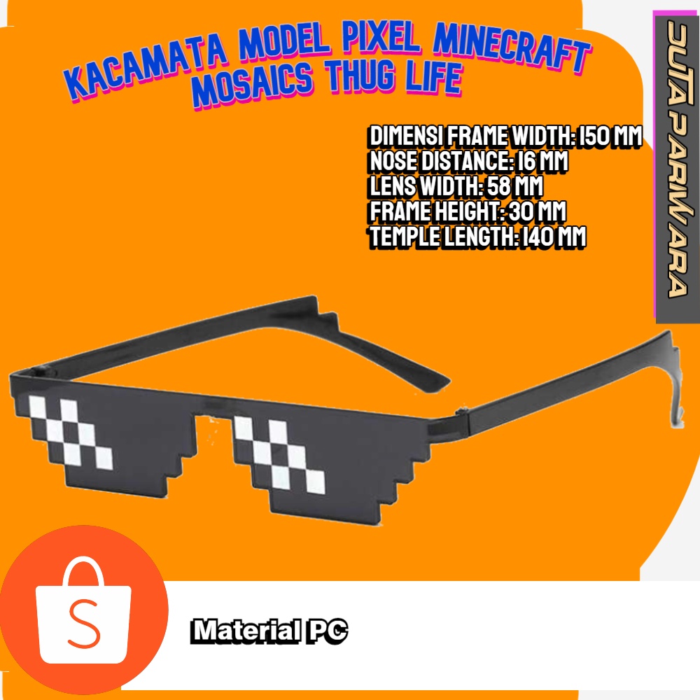 Jual Kacamata Model Pixel Minecraft Mosaics Thug Life Shopee Indonesia