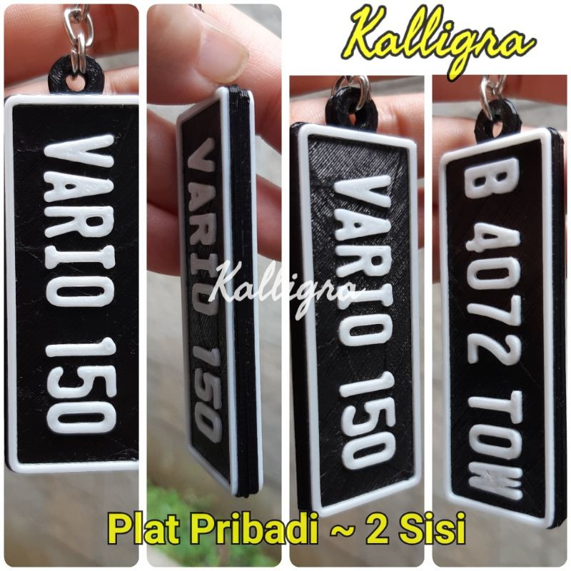 Jual Gantungan Kunci Ganci 3D Plat Nomor Mobil Motor Custom 2 Sisi