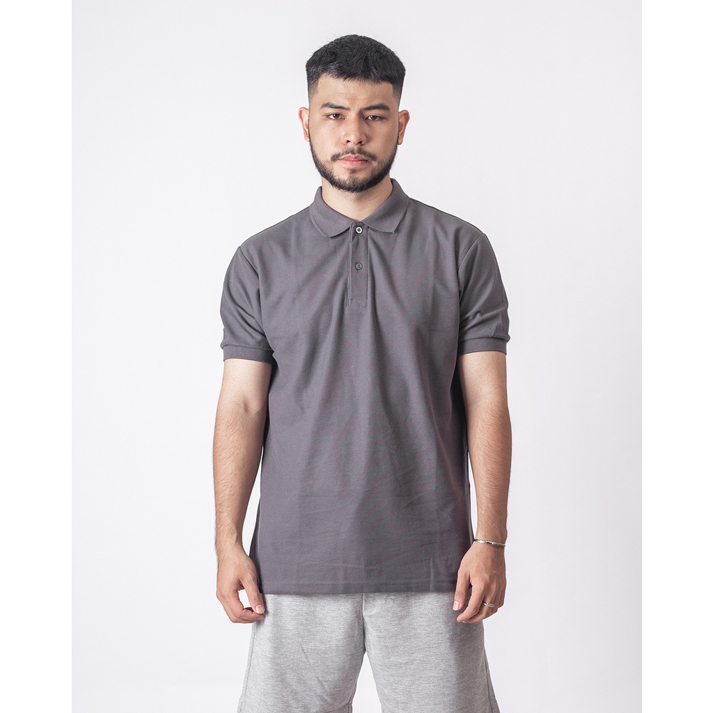 Jual Menliving Flawless Fit Polo Shirt Abu Tua Gelap Dark Grey